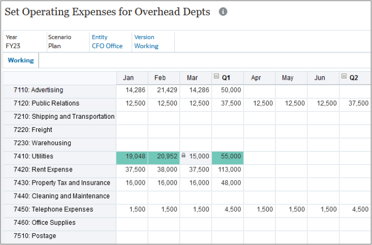 Expense Form After Spreading with Locked Cell